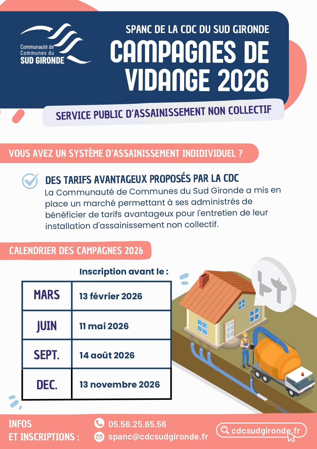 Campagnes de vidange 2026