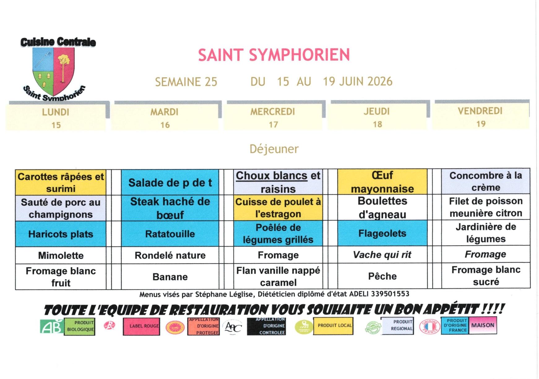 Menus du portage a domicile semaine du 4 au 8 mai