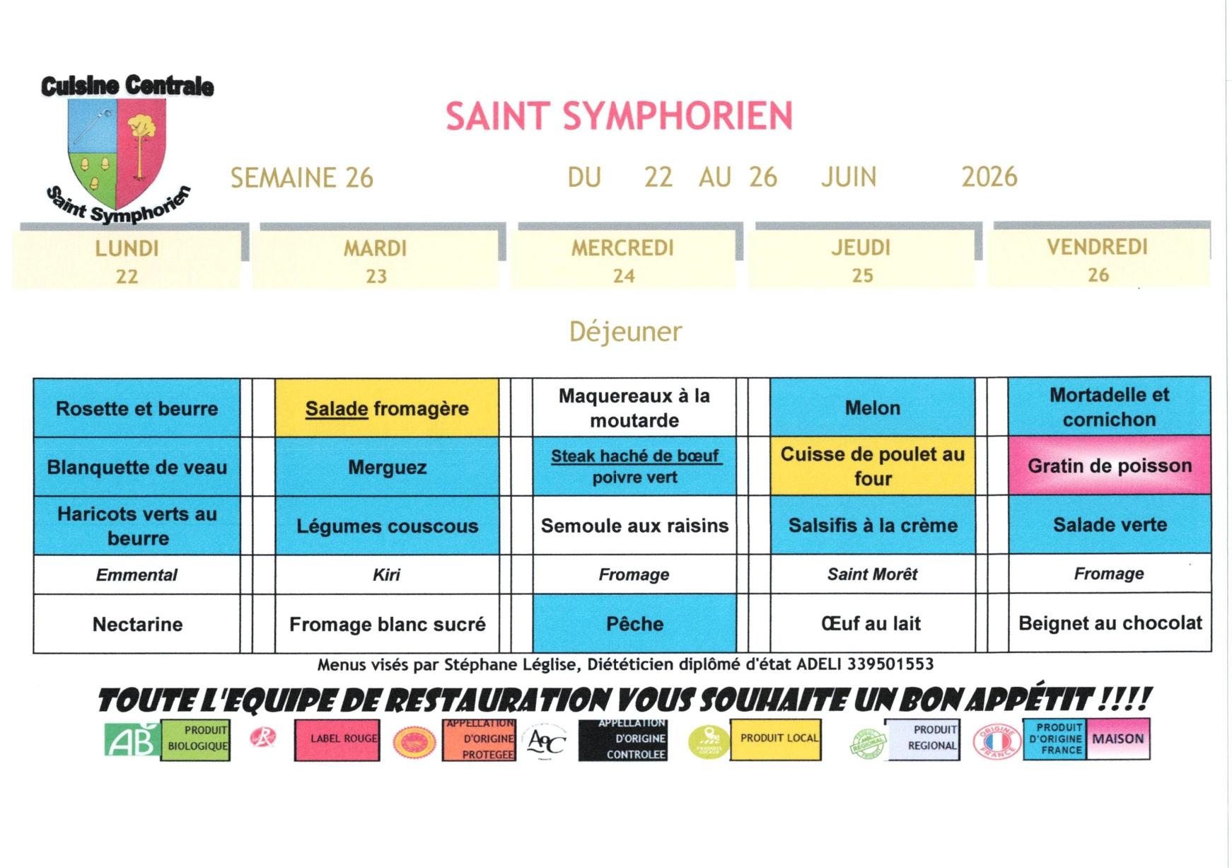 Menus du portage a domicile semaine du 4 au 8 mai