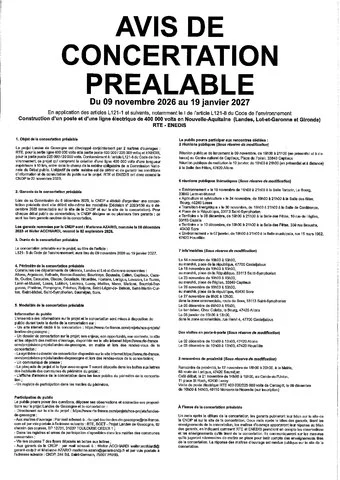 Avis de concertation préalable